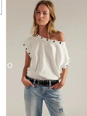 NEW! Free People We the Free Billie Tee - clean ivory - Size Small